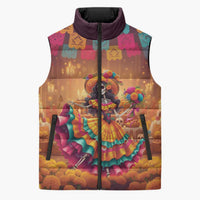 Mexico Day Of The Dead Sleeveless Puffer Jacket Día de los Muertos Catrina - Wonder Print Shop