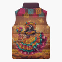 Mexico Day Of The Dead Sleeveless Puffer Jacket Día de los Muertos Catrina - Wonder Print Shop
