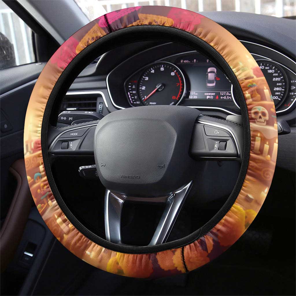 Mexico Day Of The Dead Steering Wheel Cover Día de los Muertos Catrina - Wonder Print Shop