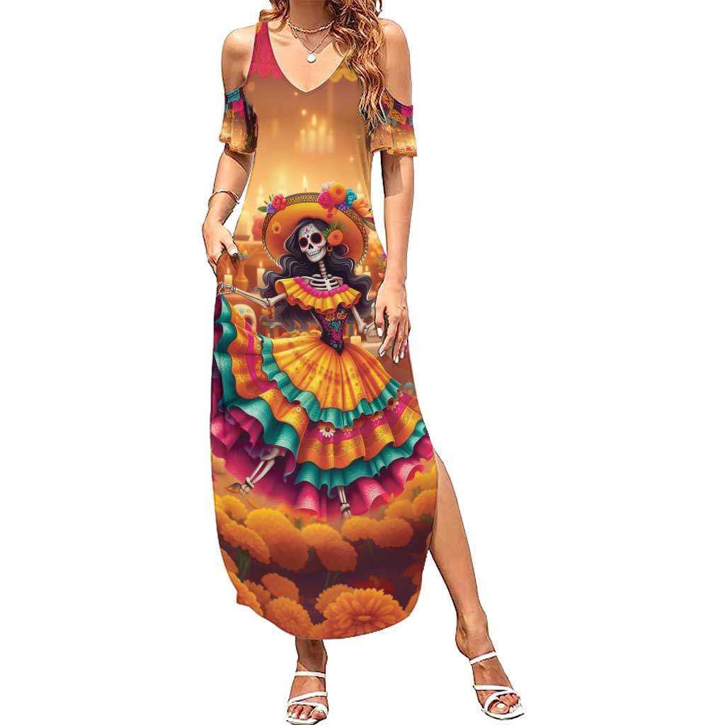 Mexico Day Of The Dead Summer Maxi Dress Día de los Muertos Catrina - Wonder Print Shop