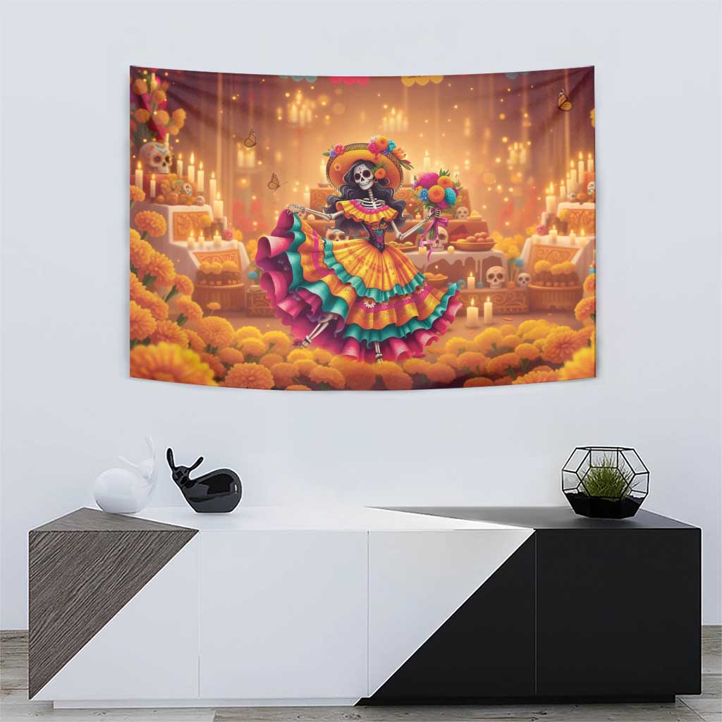 Mexico Day Of The Dead Tapestry Día de los Muertos Catrina - Wonder Print Shop