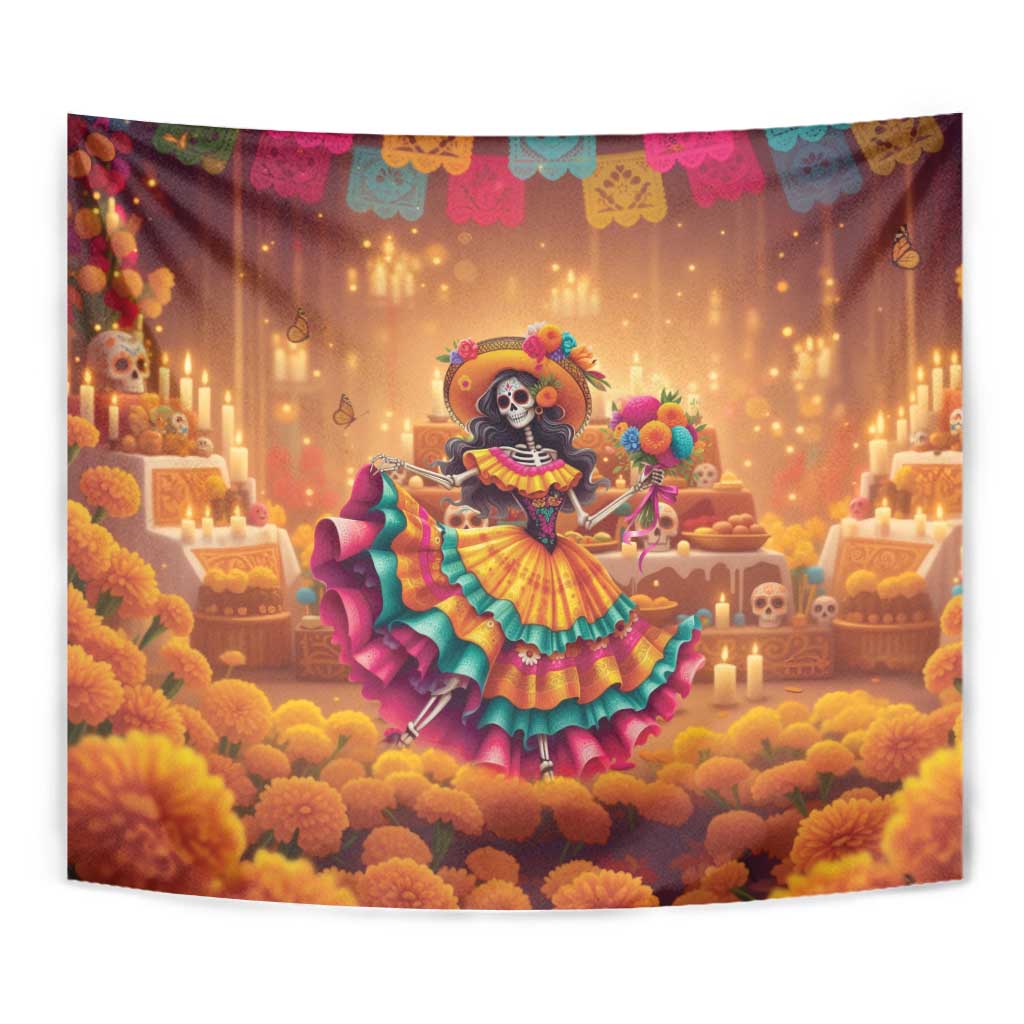 Mexico Day Of The Dead Tapestry Día de los Muertos Catrina - Wonder Print Shop