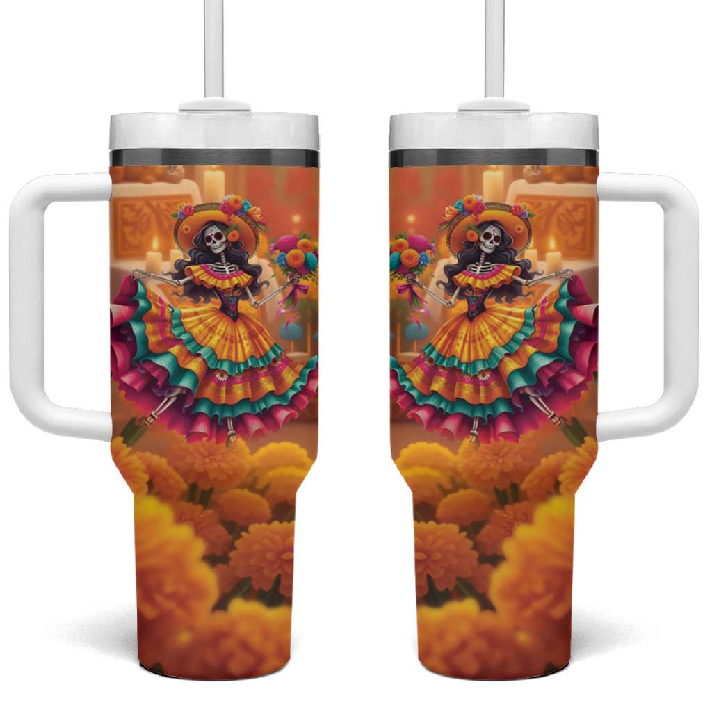 Mexico Day Of The Dead Tumbler With Handle Día de los Muertos Catrina - Wonder Print Shop