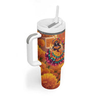 Mexico Day Of The Dead Tumbler With Handle Día de los Muertos Catrina - Wonder Print Shop