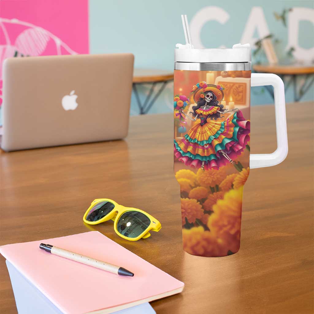 Mexico Day Of The Dead Tumbler With Handle Día de los Muertos Catrina - Wonder Print Shop