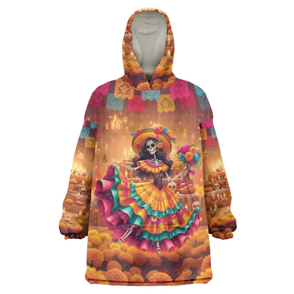 Mexico Day Of The Dead Wearable Blanket Hoodie Día de los Muertos Catrina - Wonder Print Shop