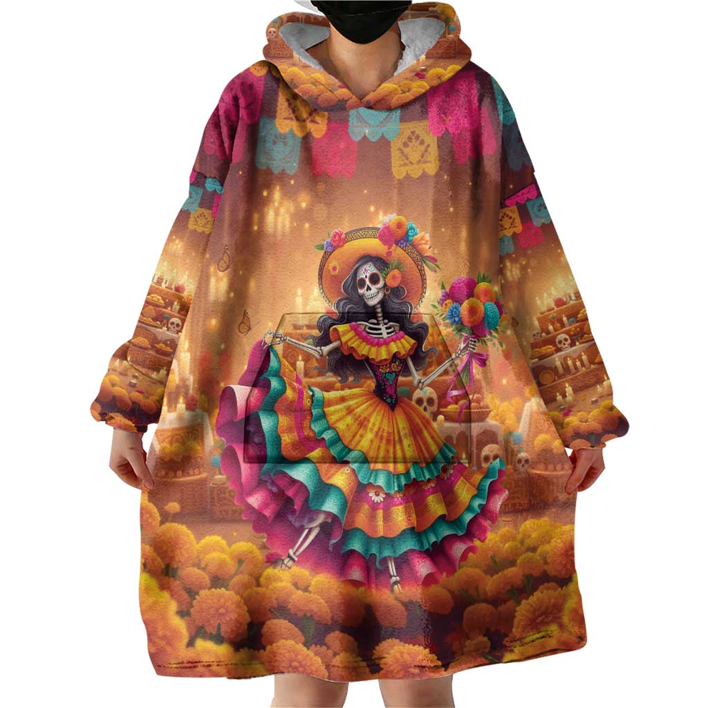 Mexico Day Of The Dead Wearable Blanket Hoodie Día de los Muertos Catrina - Wonder Print Shop