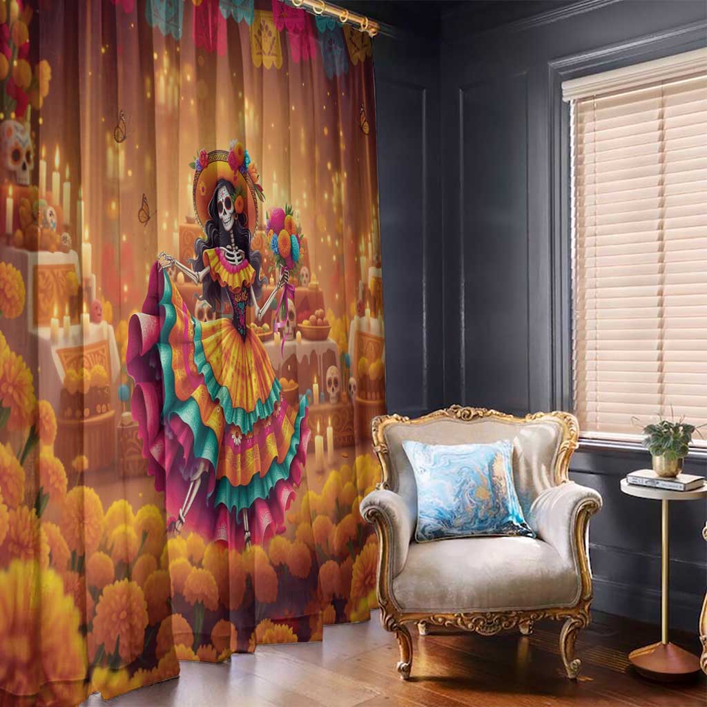 Mexico Day Of The Dead Window Curtain Día de los Muertos Catrina - Wonder Print Shop