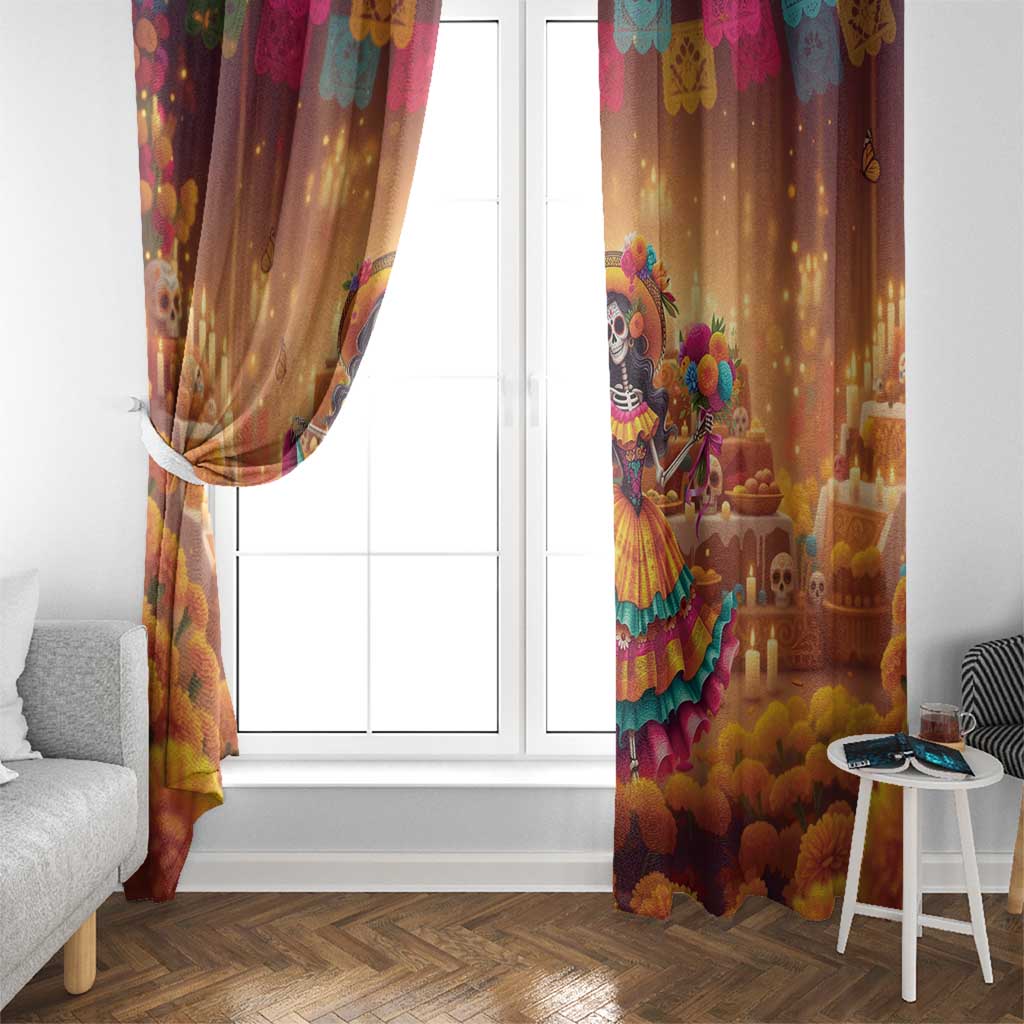 Mexico Day Of The Dead Window Curtain Día de los Muertos Catrina - Wonder Print Shop