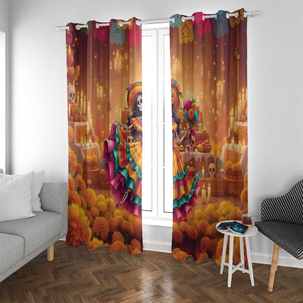 Mexico Day Of The Dead Window Curtain Día de los Muertos Catrina - Wonder Print Shop
