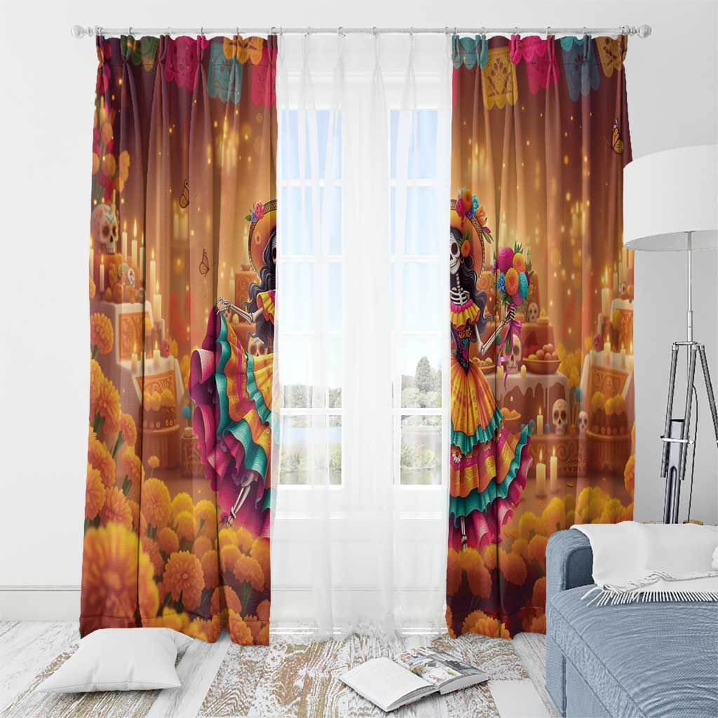 Mexico Day Of The Dead Window Curtain Día de los Muertos Catrina - Wonder Print Shop