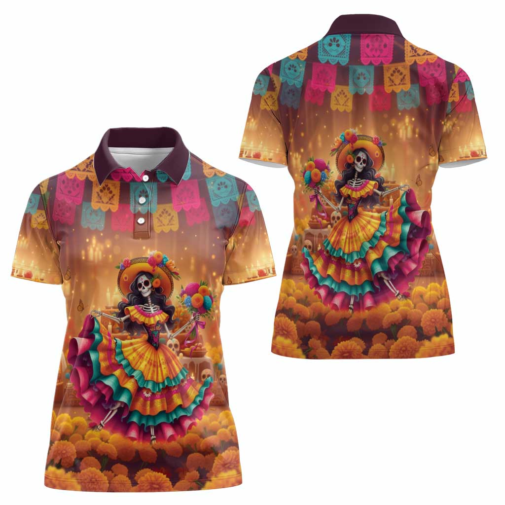 Mexico Day Of The Dead Women Polo Shirt Día de los Muertos Catrina - Wonder Print Shop