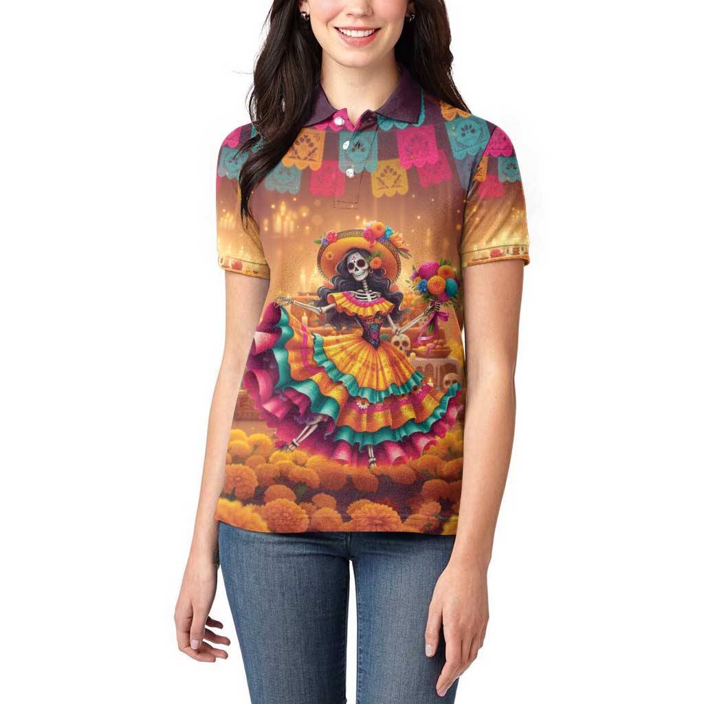 Mexico Day Of The Dead Women Polo Shirt Día de los Muertos Catrina - Wonder Print Shop