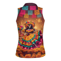 Mexico Day Of The Dead Women Sleeveless Polo Shirt Día de los Muertos Catrina - Wonder Print Shop