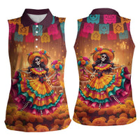 Mexico Day Of The Dead Women Sleeveless Polo Shirt Día de los Muertos Catrina - Wonder Print Shop