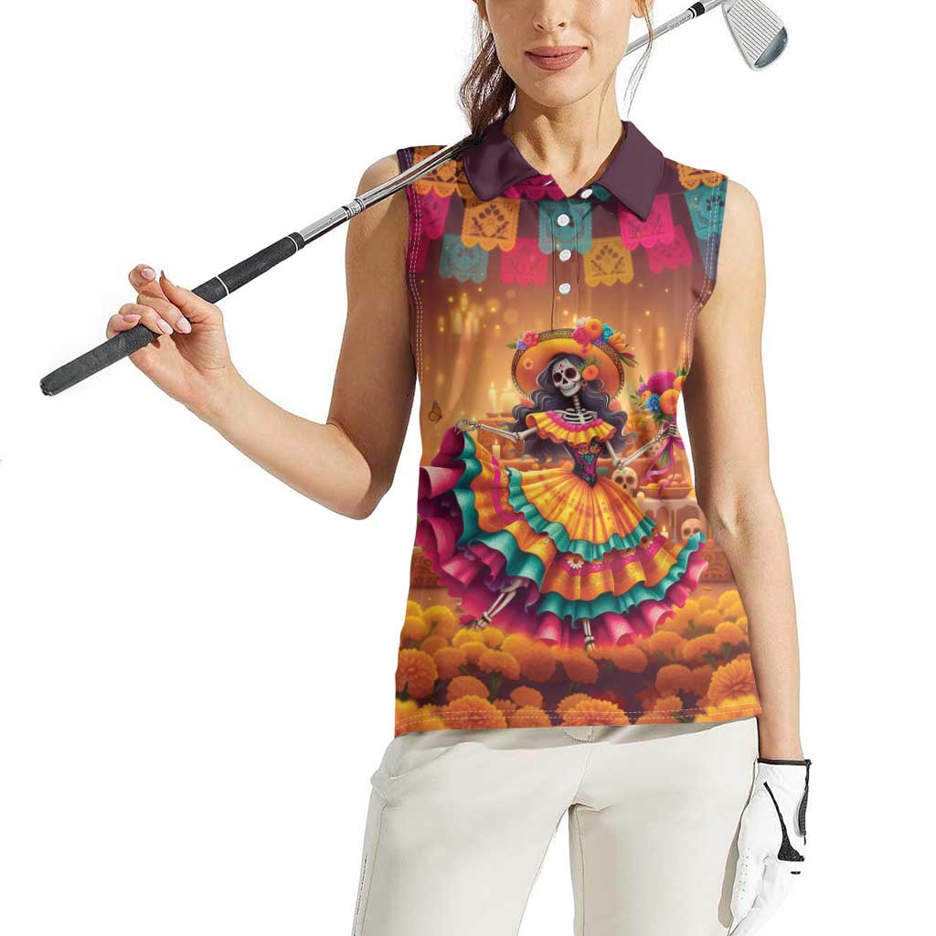 Mexico Day Of The Dead Women Sleeveless Polo Shirt Día de los Muertos Catrina - Wonder Print Shop