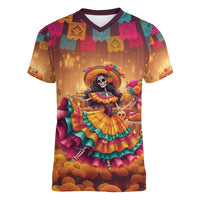 Mexico Day Of The Dead Women V-Neck T-Shirt Día de los Muertos Catrina - Wonder Print Shop