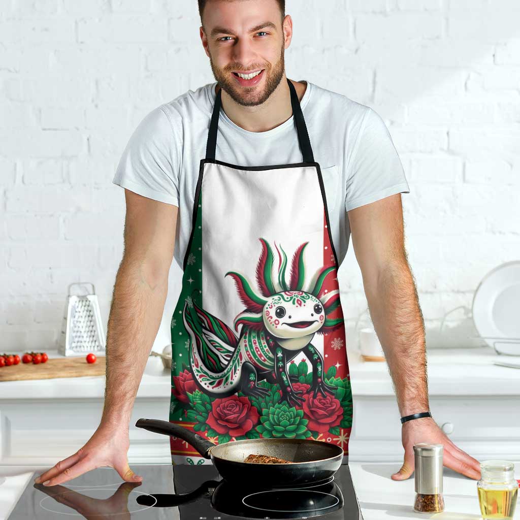 Mexico Christmas Apron Cute Axolotl with Flag Style - Wonder Print Shop