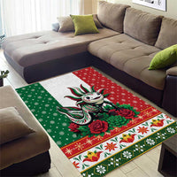 Mexico Christmas Area Rug Cute Axolotl with Flag Style - Wonder Print Shop