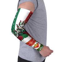Mexico Christmas Arm Sleeves Cute Axolotl with Flag Style - Wonder Print Shop
