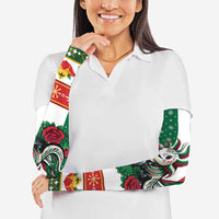 Mexico Christmas Arm Sleeves Cute Axolotl with Flag Style - Wonder Print Shop
