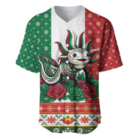 Mexico Christmas Baseball Jersey Cute Axolotl with Flag Style - Wonder Print Shop