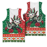 Mexico Christmas Basketball Jersey Cute Axolotl with Flag Style - Wonder Print Shop
