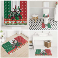 Mexico Christmas Bathroom Set Cute Axolotl with Flag Style - Wonder Print Shop