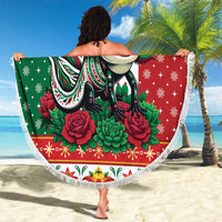Mexico Christmas Beach Blanket Cute Axolotl with Flag Style - Wonder Print Shop