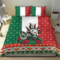 Mexico Christmas Bedding Set Cute Axolotl with Flag Style - Wonder Print Shop