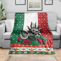 Mexico Christmas Blanket Cute Axolotl with Flag Style - Wonder Print Shop