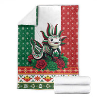 Mexico Christmas Blanket Cute Axolotl with Flag Style - Wonder Print Shop