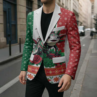 Mexico Christmas Blazer Cute Axolotl with Flag Style - Wonder Print Shop