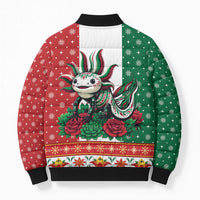 Mexico Christmas Bomber Puffer Jacket Cute Axolotl with Flag Style - Wonder Print Shop