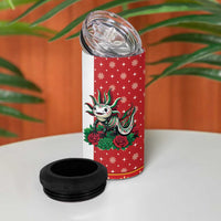 Mexico Christmas 4 in 1 Can Cooler Tumbler Cute Axolotl with Flag Style - Wonder Print Shop