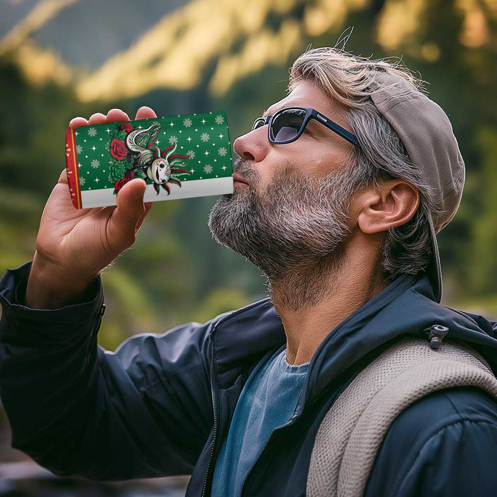 Mexico Christmas 4 in 1 Can Cooler Tumbler Cute Axolotl with Flag Style - Wonder Print Shop