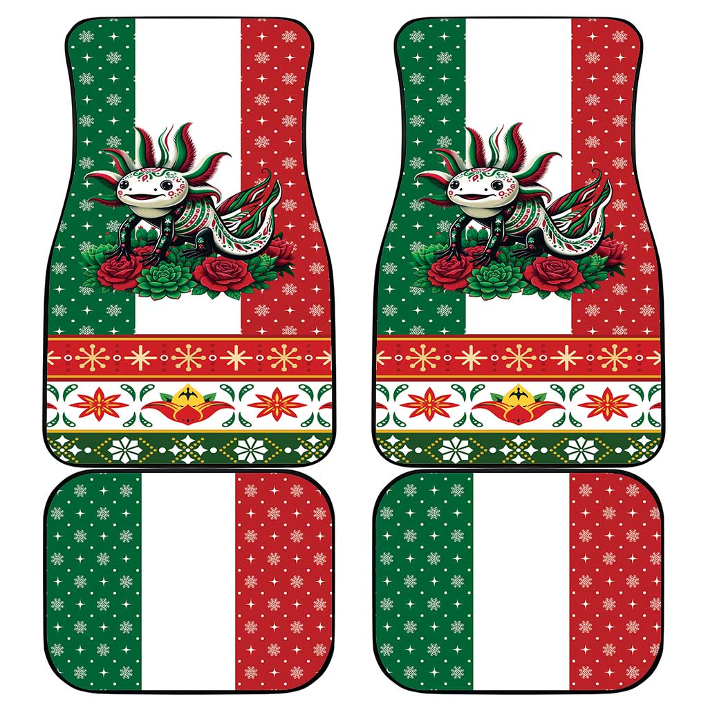 Mexico Christmas Car Mats Cute Axolotl with Flag Style - Wonder Print Shop