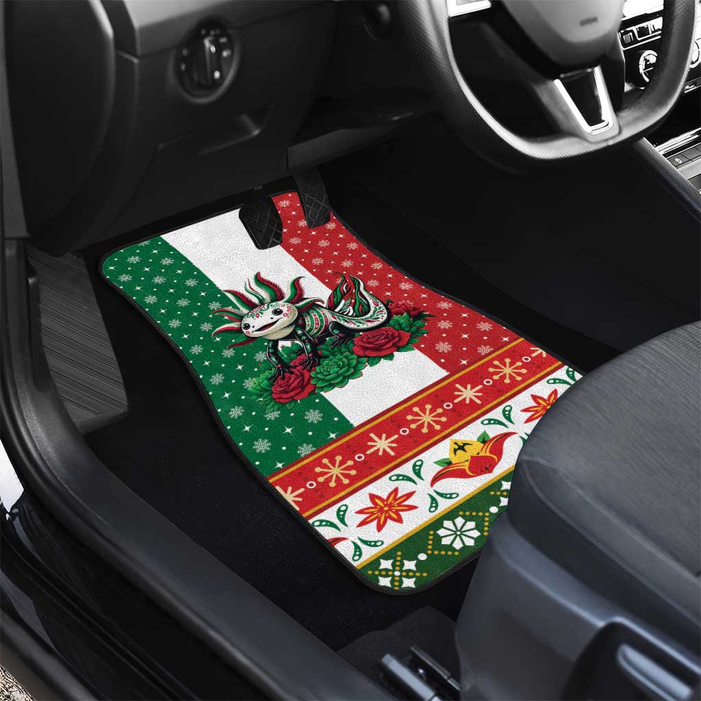 Mexico Christmas Car Mats Cute Axolotl with Flag Style - Wonder Print Shop