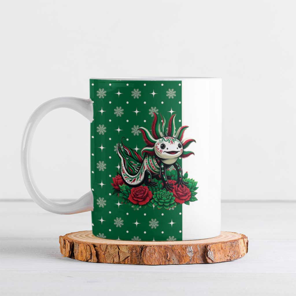 Mexico Christmas Ceramic Mug Cute Axolotl with Flag Style - Wonder Print Shop