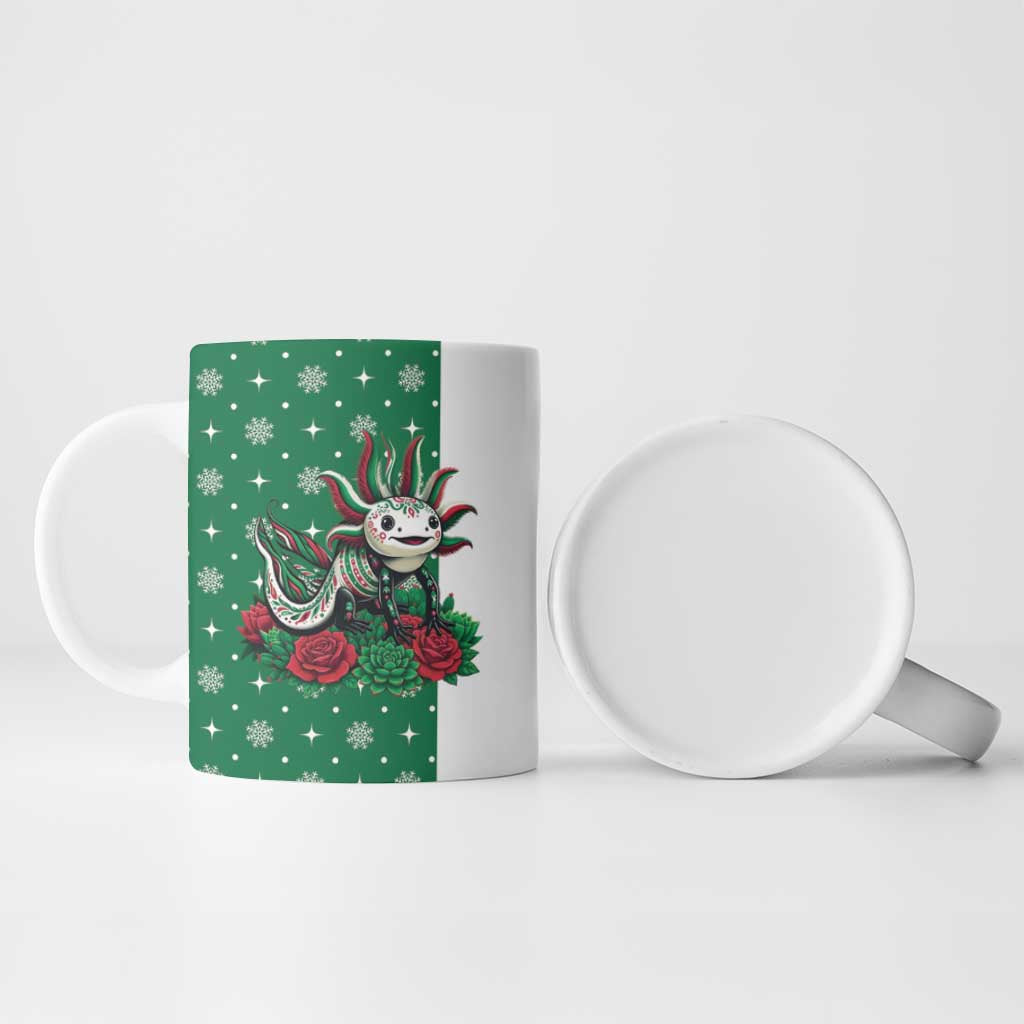 Mexico Christmas Ceramic Mug Cute Axolotl with Flag Style - Wonder Print Shop
