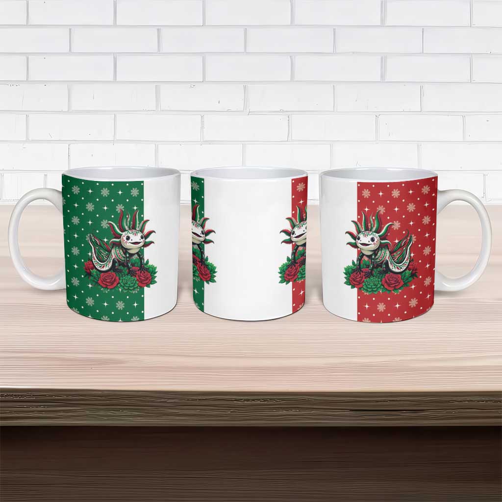 Mexico Christmas Ceramic Mug Cute Axolotl with Flag Style - Wonder Print Shop