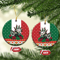 Mexico Christmas Ceramic Ornament Cute Axolotl with Flag Style - Wonder Print Shop