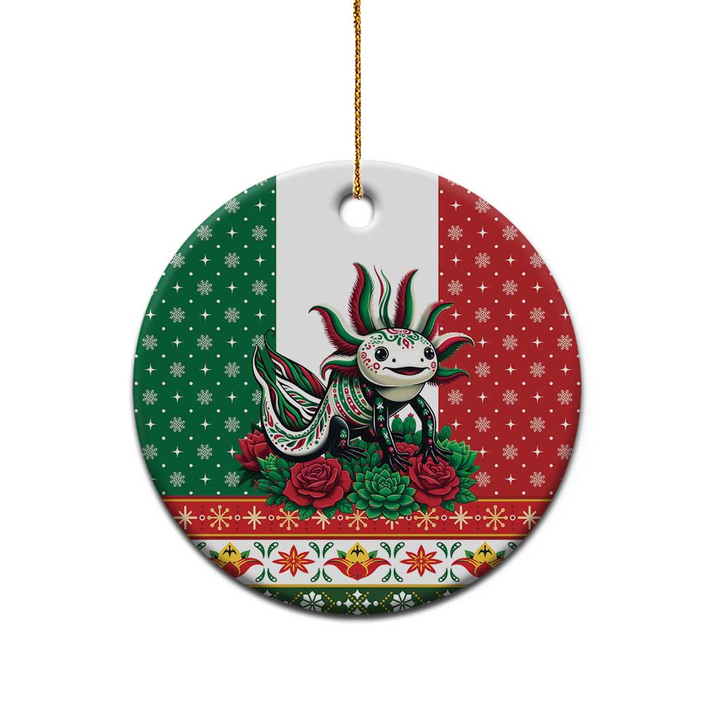 Mexico Christmas Ceramic Ornament Cute Axolotl with Flag Style - Wonder Print Shop