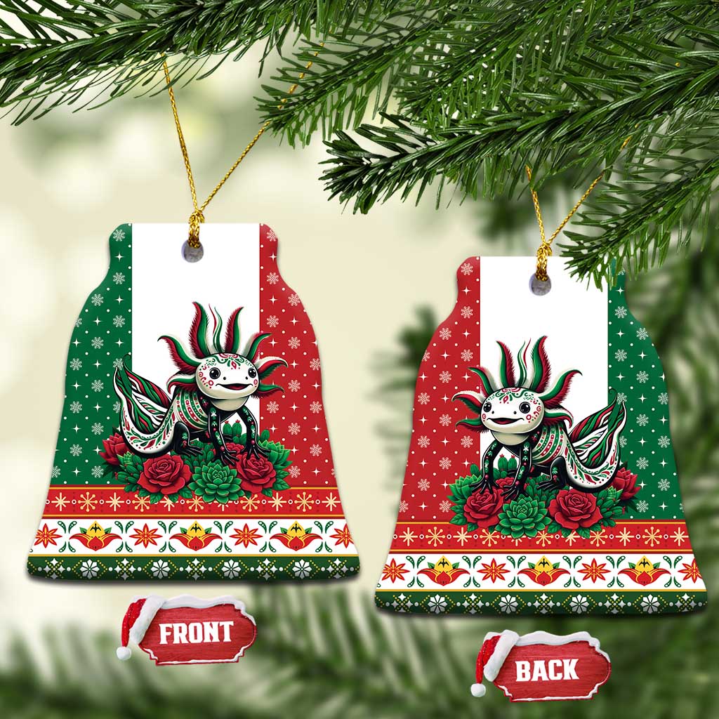 Mexico Christmas Ceramic Ornament Cute Axolotl with Flag Style - Wonder Print Shop