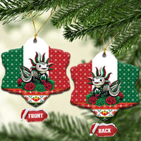 Mexico Christmas Ceramic Ornament Cute Axolotl with Flag Style - Wonder Print Shop