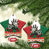 Mexico Christmas Ceramic Ornament Cute Axolotl with Flag Style - Wonder Print Shop