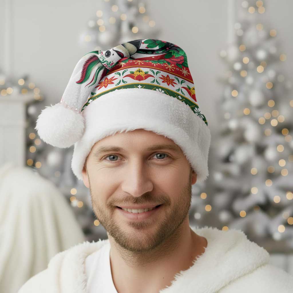 Mexico Christmas Santa Hat Cute Axolotl with Flag Style - Wonder Print Shop