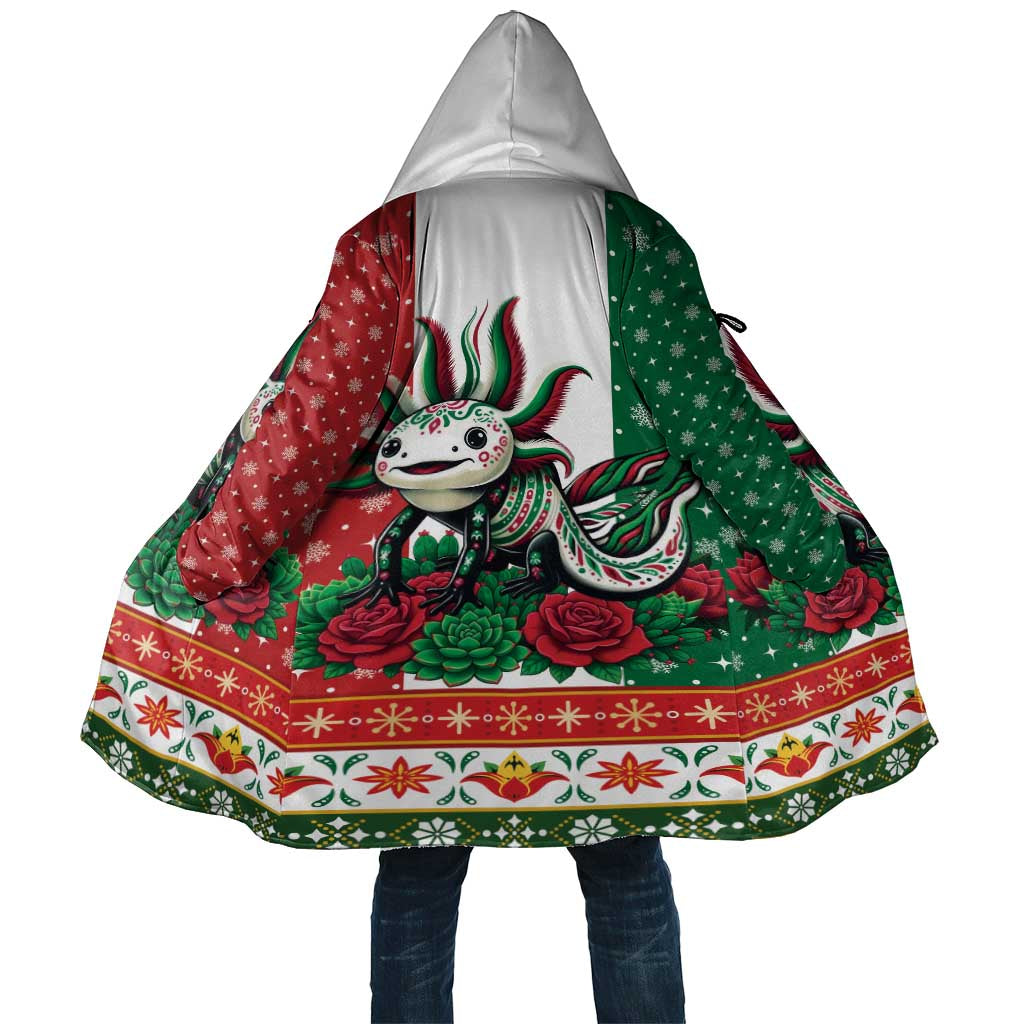 Mexico Christmas Cloak Cute Axolotl with Flag Style - Wonder Print Shop