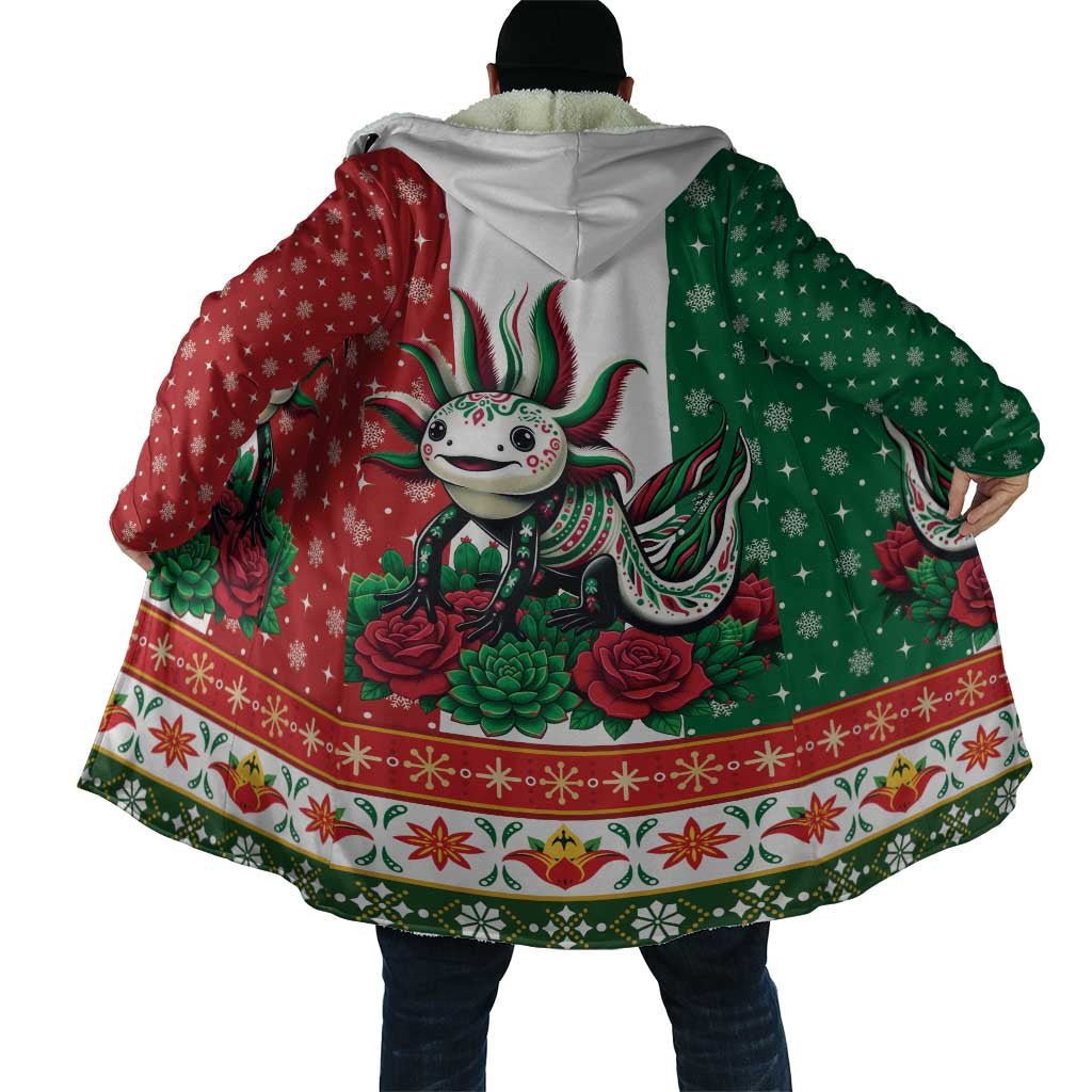 Mexico Christmas Cloak Cute Axolotl with Flag Style - Wonder Print Shop