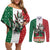 Mexico Christmas Couples Matching Off Shoulder Short Dress and Long Sleeve Button Shirt Cute Axolotl with Flag Style - Wonder Print Shop